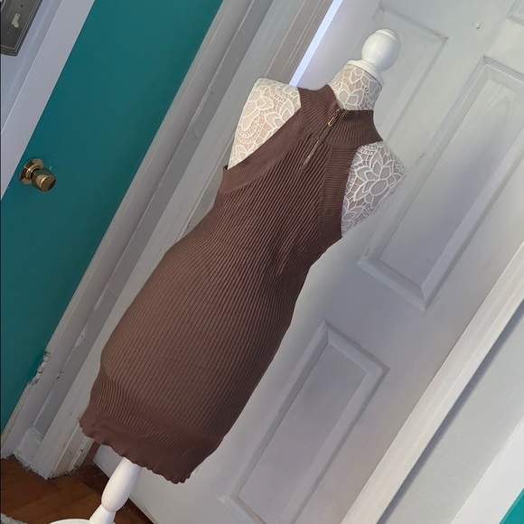 Papaya Mocha Bodycon Sleeveless Dress - Picture 5 of 7